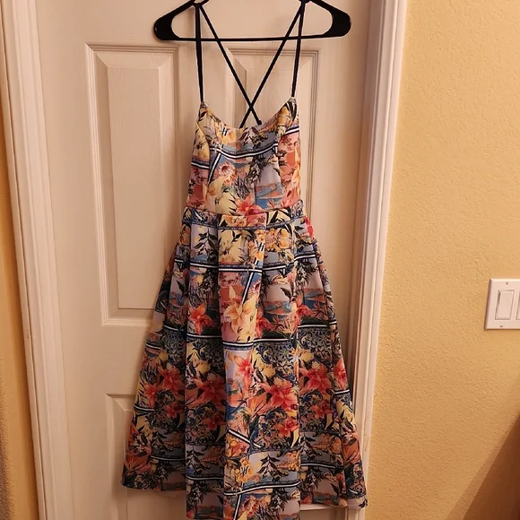 ASOS | Dresses | Asos Blue And Orange Sundress Spaghetti Strap Sleeveless |  Poshmark